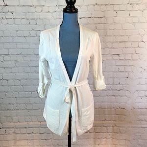 Kenar long belted 1-button cardigan sweater